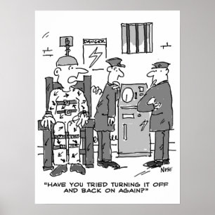 Faulty Electric Chair Cartoon - Funny Poster