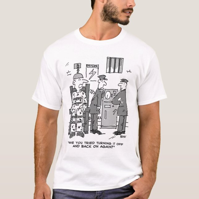 Faulty Electric Chair Cartoon - Funny T-Shirt (Vorderseite)