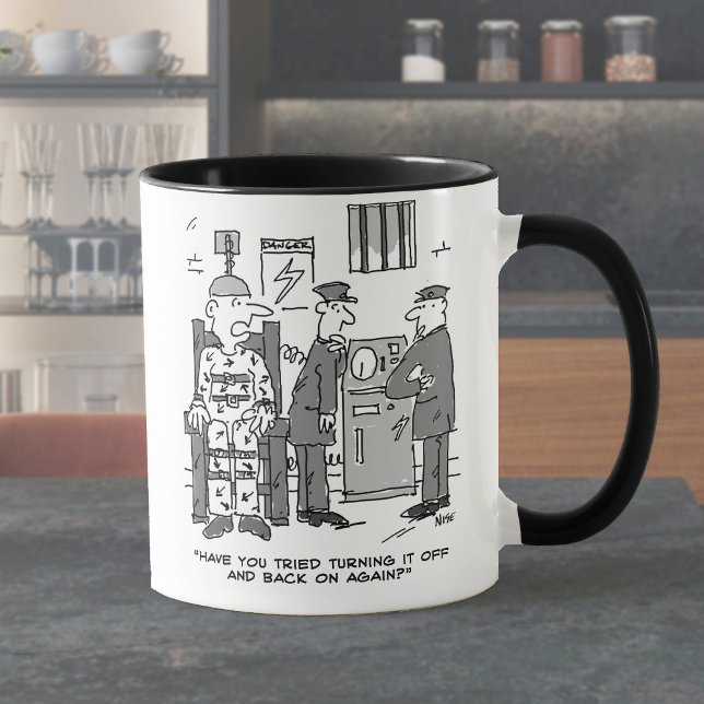 Faulty Electric Chair Cartoon - Funny Two-Tone Cof Tasse (Von Creator hochgeladen)