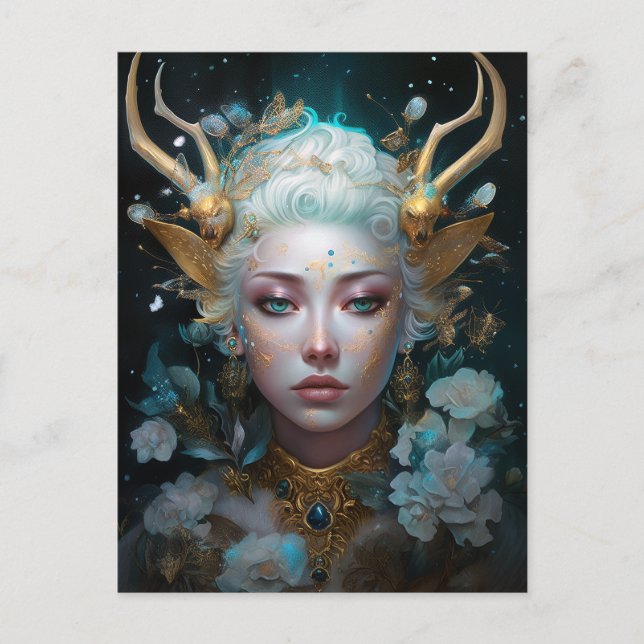 Faun Elf Woman Fantasy Art Postkarte (Vorderseite)