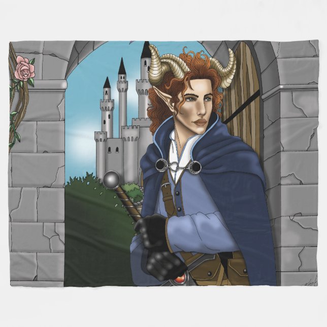 Faun gehörnter Fae Fantasy  Fleecedecke (Vorderseite (Horizontal))