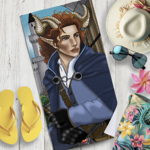 Faun gehörnter Fae Fantasy Strandtuch