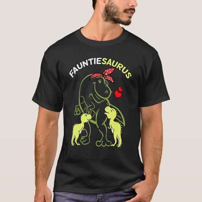 Fauntiesaurus Fauntie 2 Kinder Dinosaurier Tante U T-Shirt (Vorderseite)