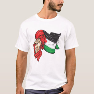 Faust, der die Nationalflagge des palästinensische T-Shirt