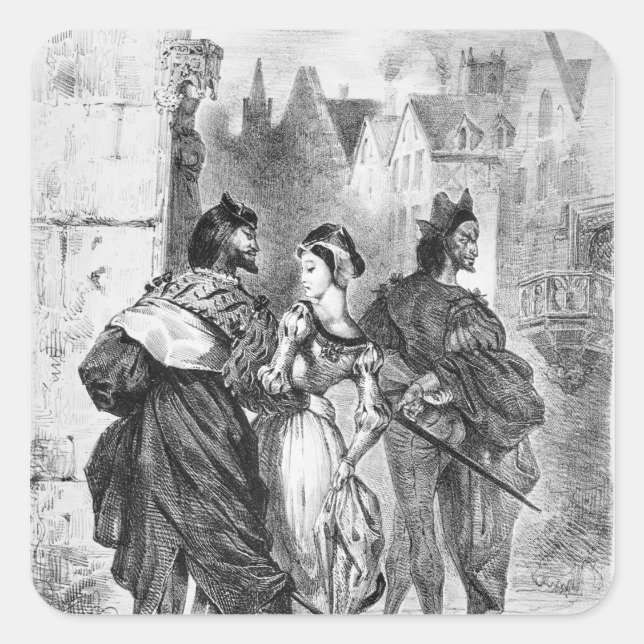 Faust Meeting Marguerite Quadratischer Aufkleber (Vorderseite)