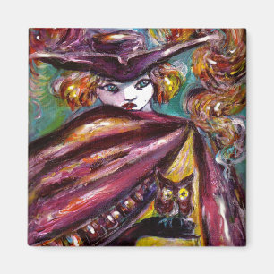 FAUST/mysteriöse Maske mit Tricorn und Eule Magnet