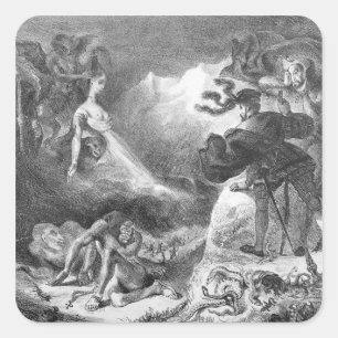 Faust und Mephistophelen an den Hexen Quadratischer Aufkleber