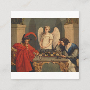 Faust und Mephistopheles beim Schachspiel Quadratische Visitenkarte