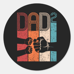 Faustschlag Papa im Quadrat Retro-Vater von zwei K Runder Aufkleber