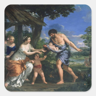 Faustulus betraut Romulus und Remus Quadratischer Aufkleber
