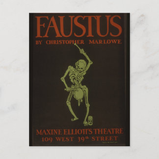 Faustus Poster Vintag Retro Skelett Postkarte
