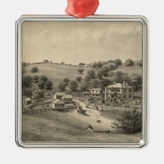 Fauver Wohnsitz Silbernes Ornament (Vorne)