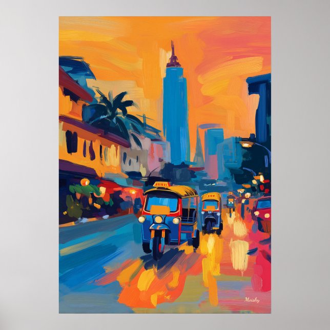 Fauvist Bangkok Tuk Tuk Street Poster (Vorne)