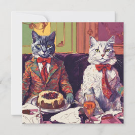 Fauvist Felines Niedliche Weihnachtskarte Feiertagskarte