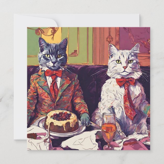 Fauvist Felines Niedliche Weihnachtskarte Feiertagskarte (Vorderseite)