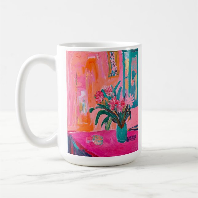 Fauvist Vase der rosa Blume & Fauvismus Definition Kaffeetasse (Links)