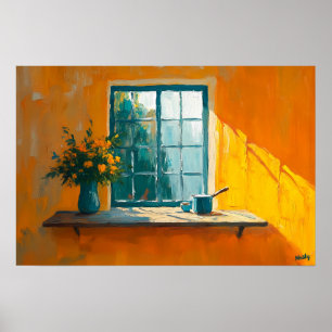 Fauvistisches Fenster mit sonnendurchflutetem Stil Poster