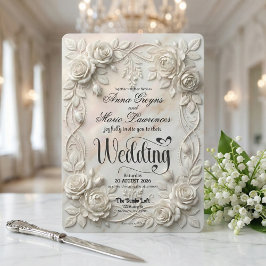 Faux 3D geprägte florale Basrelief-Klassiker Einladung