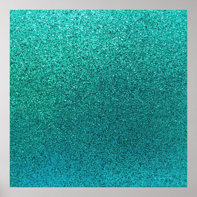 Faux Aqua Teal Turquoise Blue Glitter Background Poster (Vorne)