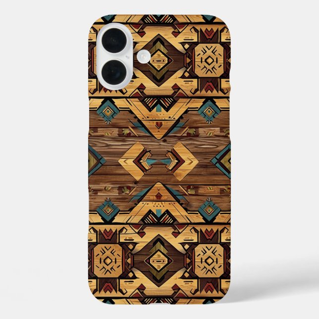 Faux Aztec wood grain Case-Mate iPhone Hülle (Rückseite)
