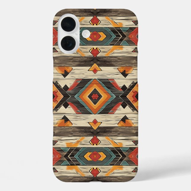 Faux Aztec wood grain  Case-Mate iPhone Hülle (Rückseite)