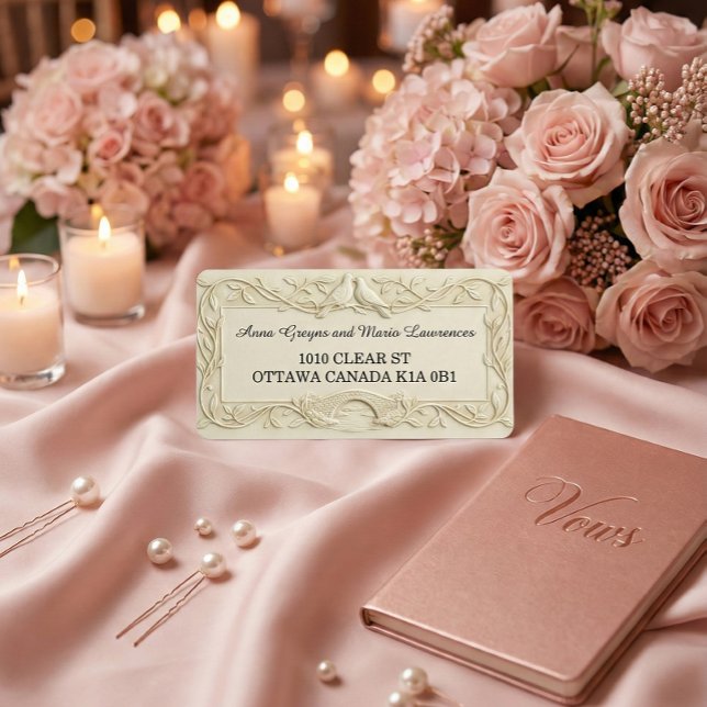 Faux Bas-Relief  Wedding Return Address Labels Adressaufkleber (Von Creator hochgeladen)