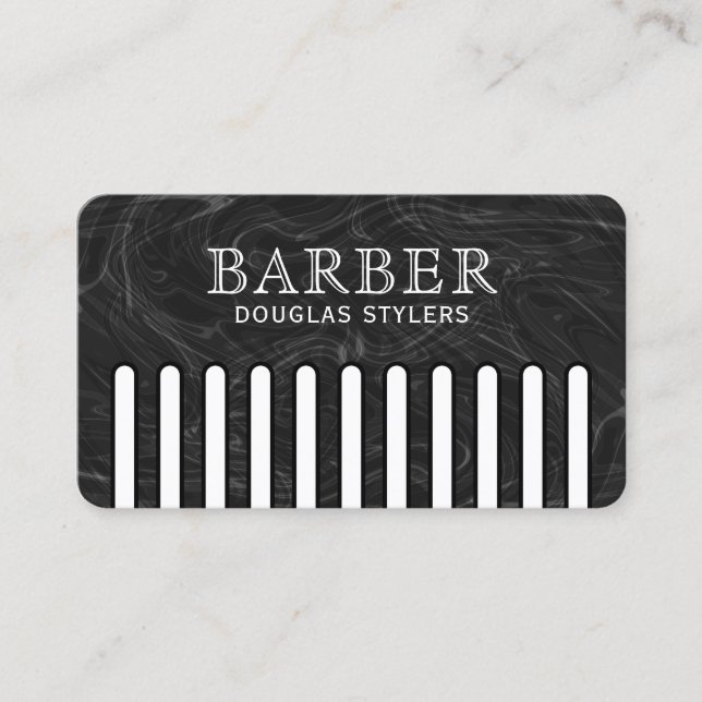 Faux black pattern comb barber visitenkarte (Vorderseite)