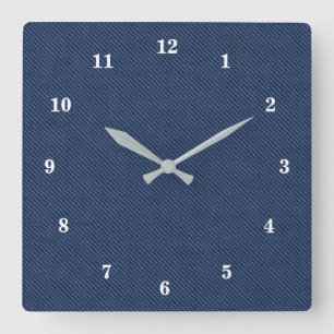Faux Blue Jeans Fabric Wall Clock Quadratische Wanduhr