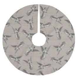 Faux burlap beige Angel traditional Christmas Polyester Weihnachtsbaumdecke