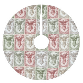 Faux burlap green Angel traditional Christmas Polyester Weihnachtsbaumdecke