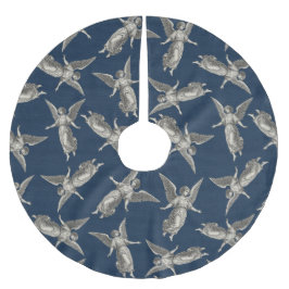 Faux burlap navy blue Angel traditional Christmas Polyester Weihnachtsbaumdecke