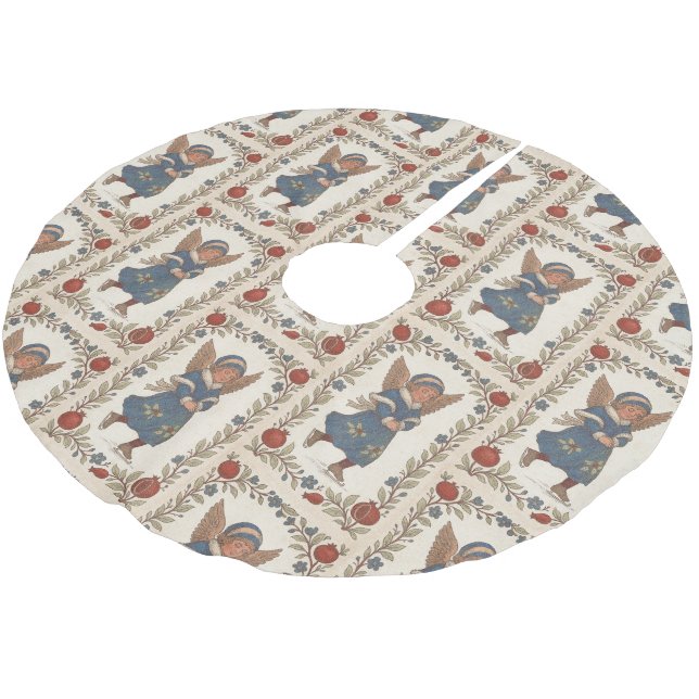 Faux burlap skating Angel traditional Christmas Polyester Weihnachtsbaumdecke (Schrägansicht)