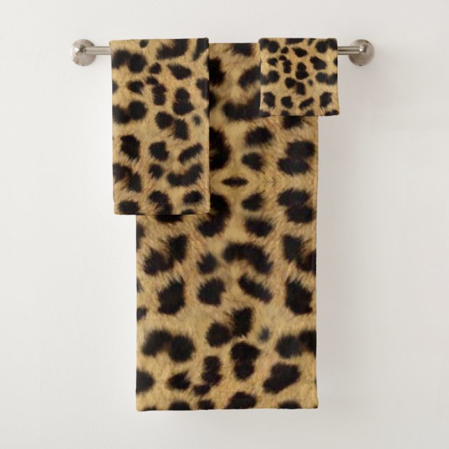 Faux-Cheetah-Tierhaut Badhandtuch Set (Insitu)