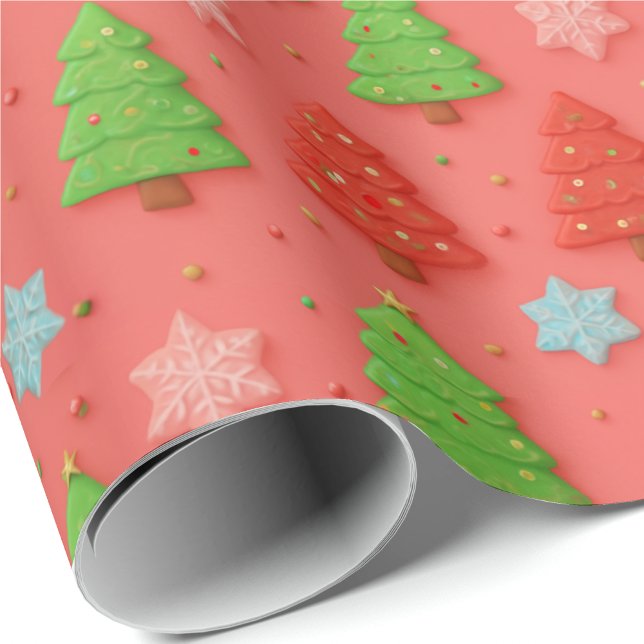 Faux Cookies in Clay Red Christmas Gift Wrap Geschenkpapier (Von Creator hochgeladen)