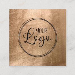 Faux Copper Gold Foil Your Logo Black Quadratische Visitenkarte