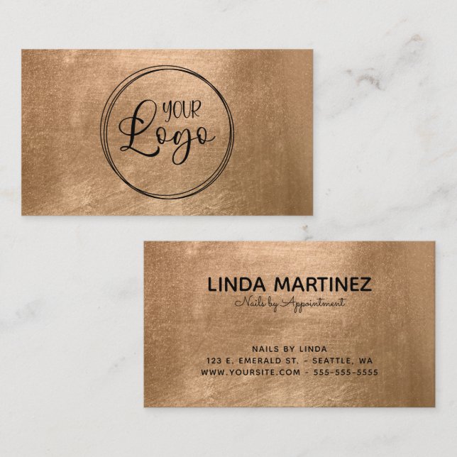 Faux Copper Gold Foil Your Logo Visitenkarte (Vorne/Hinten)