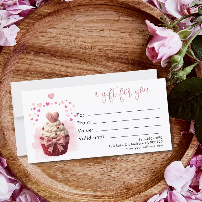 Faux-Crochet-Coquette-Cupcake-Geschenkgutschein (Faux crochet Cupcake Bakery Gift certificate)