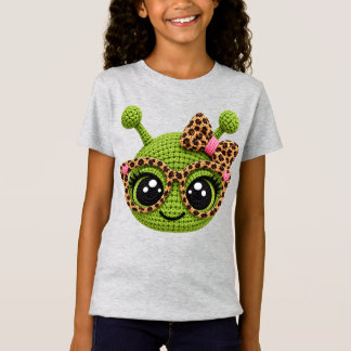 Faux-Crochet-Garn-Alien mit Leopard-Coquette-Schle T-Shirt