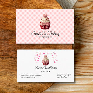 Faux Crochet Love Cupcake Bäckerei Visitenkarte