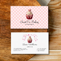 Faux Crochet Love Cupcake Bakery Business Card