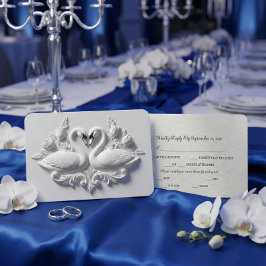 Faux Embossed Plaster Swans Heart Relief RSVP Karte