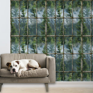 Faux-Fenster-Waldhintergrund  Tapete