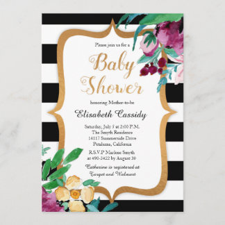 Faux-Folie-Wasserfarben-Blumen-Baby-Shower-Einladu Einladung