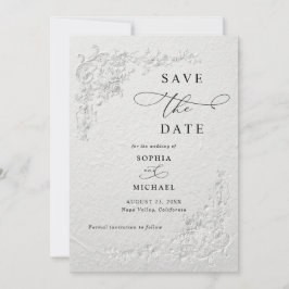 Faux geprägte florale Hochzeit Save the Date Einladung