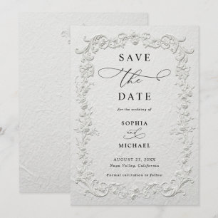 Faux geprägte florale Hochzeit "Save the Date" I Einladung