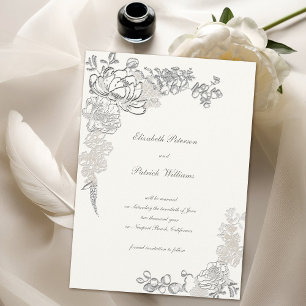 Faux geprägte Pfingstrose Kalligrafie Chic Perlen  Save The Date