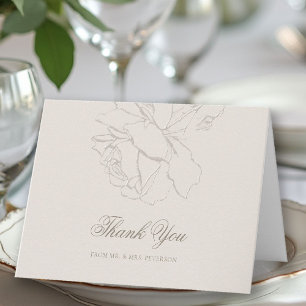 Faux geprägte Rosen Klassische formelle Hochzeit E Dankeskarte