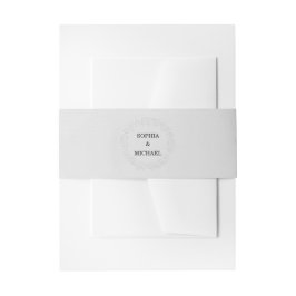 Faux geprägte weiße Rosen Hochzeit Einladungsbanderole