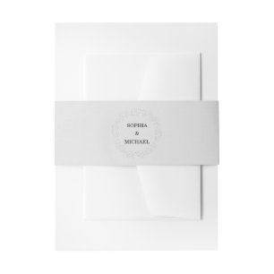 Faux geprägte weiße Rosen Hochzeit Einladungsbanderole