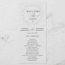 Faux geprägtes weißes Rosen-Hochzeitsprogramm Programm